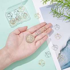 20個 2色 201ステンレススチールフィリグリー子猫ペンダント  猫の形をした心  ミックスカラー  17x20x1mm  穴：3mm  10個/カラー&nbsp;STAS-BC0002-77