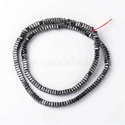 非磁性合成ヘマタイトビーズ連売り  四角い石ビーズ  ヘマタイトメッキ  4x4x2mm  穴：1mm  約210個/連  15.7インチ&nbsp;G-D800-01