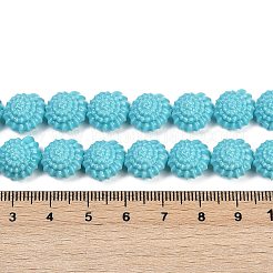 合成サンゴ彫刻ビーズ連売り  染め  シェル形状  シアン  12.5x11x7.5mm  穴：1.2mm  約30個/連  13.15''（33.4センチメートル）&nbsp;CORA-I023-05G