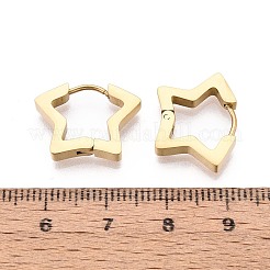 304ステンレススチールフープピアス  スター  イオンプレーティング（ip）  18KGP本金メッキ  14x18x3mm&nbsp;STAS-T074-32G