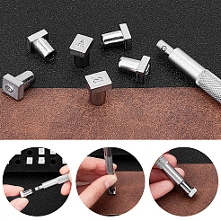 レザースタンピングツールキット  合金鋼番号と文字スタンプヘッドを含む  ステンレス鋼色  140x88x18mm  スタンプ：13.1x10x8mm  36スタンプ/セット&nbsp;AJEW-WH0129-18P