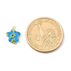 ランプワークペンダント  真鍮パーツ  スター  ミックスカラー  13x10x3.5mm  穴：1.5mm&nbsp;PALLOY-JF01054