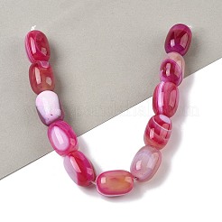 天然縞瑪瑙/縞瑪瑙（染色・加熱）ビーズ連売り  コラム  フクシア  17~18x13mm  穴：1mm  約11個/連  7.68''（19.5センチメートル）&nbsp;G-H324-01C