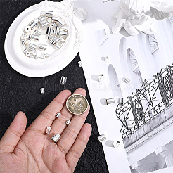 80個 4種類の真鍮コードエンド  エンドキャップ  長持ちメッキ  コラム  銀  5~9x4~8mm  穴：1.8~2mm  内径：3~7mm  20個/スタイル&nbsp;KK-BBC0025-66