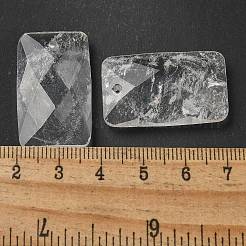 天然石クオーツクリスタルペンダント  ロッククリスタル長方形ビーズ  多面カット  30~30.5x18~18.5x6~6.5mm  穴：1.5mm&nbsp;G-Z071-04E
