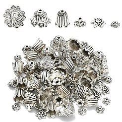 50 個のチベットスタイル合金ビーズキャップ  鉛フリー＆カドミウムフリー  アンティークシルバー  7x3mm  穴：1.5mm&nbsp;FIND-YW0009-09