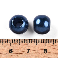 ABSプラスチックパール調ヨーロピアンビーズ  大穴ロンデルビーズ  マリンブルー  11.5~12x10mm  穴：4~5mm  約780個/500g&nbsp;MACR-R530-12mm-A65