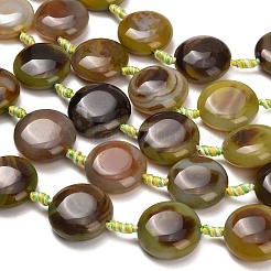 天然石瑪瑙ビーズ連売り  染め＆加熱  コインビーズ  黄緑  23~24x9~10mm  穴：2mm  約12個/連  14.96''（38センチメートル）&nbsp;G-A321-L04-01