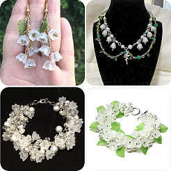 600種類のアクリルビーズキャップ10個  花  ホワイト  8~17x6~18x2.5~10.5mm  穴：1.2~2mm  60個/スタイル&nbsp;OACR-SC0002-37