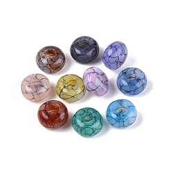 イミテーションゼリークラックルアクリルヨーロピアンビーズ  ロンデル  大穴ビーズ  ミックスカラー  13.5~14x8~8.5mm  穴：5.5mm  約549個/500g&nbsp;CACR-Q200-28