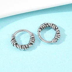 316ステンレススチール軟骨ピアス  フープノーズリング  アンティークシルバー  ツイストリング  11.5x13x4mm&nbsp;AJEW-C044-16C-AS