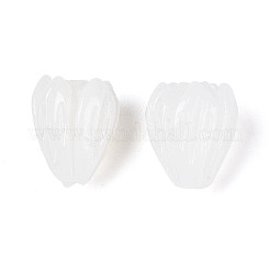 染め加工合成サンゴビーズ  ジャスミンの花  ホワイト  8~9x6~7.5mm  穴：1.2mm&nbsp;CORA-N002-B-04M