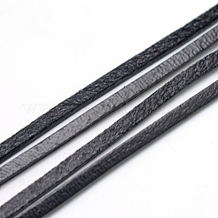 フラットレザーコード  ブレスレットネックレスジュエリー作りのためのdiyロープ  ブラック  3x2mm&nbsp;X-WL-R006-3x2-03