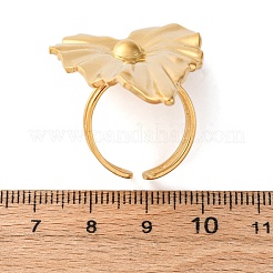 304ステンレススチール製調節可能なオープンカフリング  葉  18KGP本金メッキ  44.5x28mm  内径: 調節可能&nbsp;RJEW-K294-03G