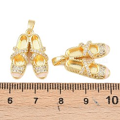 真鍮製マイクロパヴェキュービックジルコニアペンダント  エナメル  ダンサーシューズ  18KGP本金メッキ  ビスク  21x15x6.5mm  穴：5x2.5mm&nbsp;KK-C248-07G-01
