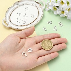 12個 12スタイル 304ステンレススチール 星座ペンダント  ミックスシェイプチャーム  ステンレス鋼色  8~12x11~13x1mm  穴：1.2mm  1個/スタイル&nbsp;STAS-FS0002-34