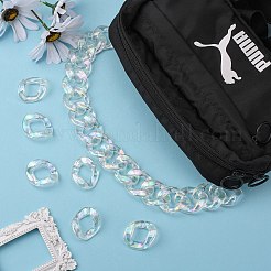 透明アクリルリンキングリング  クイックリンクコネクター  カーブチェーン製造用  ABカラー  ツイスト  クリアAB  40x33x11mm  内径：22x18mm&nbsp;LS-PACR-N010-038A-01