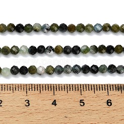 ナチュラルグリーントルマリンビーズ連売り  多面カット  ラウンド  3mm  穴：0.6mm  約120個/連  14.96インチ（38cm）&nbsp;G-C262-A05-3mm