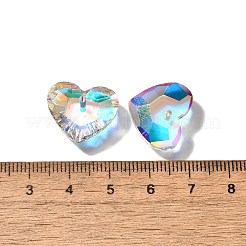 ガラスチャーム  ハート  ABカラー  多面カット  クリアAB  15x18x5mm  穴：1.5mm&nbsp;GLAA-I057-32A