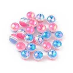 UVメッキレインボー虹色樹脂ビーズ  ラウンド  カラフル  16x15mm  穴：3mm&nbsp;LS-RESI-I048-01B