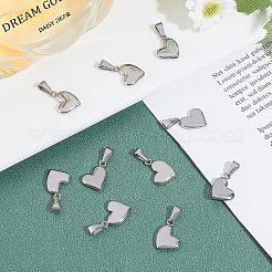 304ステンレススチールチャーム  膨らんだ心  ステンレス鋼色  14x10x3mm  穴：6x2.5mm  10個/箱&nbsp;STAS-UN0013-45P