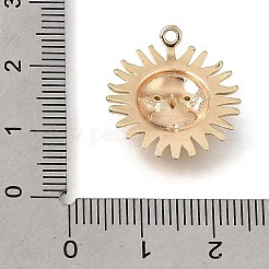 真鍮マイクロパヴェクリアキュービックジルコニアペンダント  太陽の顔のチャーム  18KGP本金メッキ  22x19x4mm  穴：1.5mm&nbsp;CU-CBA7960-12G
