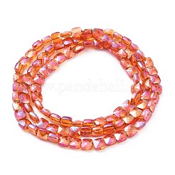 電気メッキガラスビーズセット  多面カット  正方形  サンゴ  6.5x6.5x4mm  穴：1mm  約100個/連  23.62~25.1インチ（60~63.7cm）&nbsp;EGLA-S176-02-B07