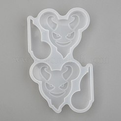 鬼ストロートッパーシリコンモールド装飾  ストローアタッチメントエポキシレジンキャストモールド  DIYクラフト作り用品用  ホワイト  112x70x9mm  インナーサイズ：44~54x21x50mm&nbsp;X-DIY-J003-10