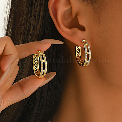 中空真鍮製クリアキュービックジルコニアフープピアス  ゴールドカラー  29x5mm&nbsp;OV8801