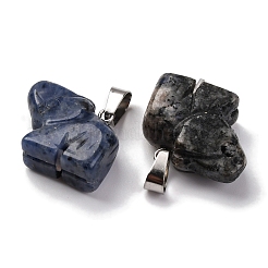 天然石ソーダライトペンダント  201ステンレススチール製金具付き  象  19x22x10mm  穴：4x8mm&nbsp;G-B127-05P-10