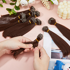 10個のプラスチック製ロングストレートヘアスタイル人形用ウィッグヘア  DIYの女の子のためのbjdメイキングアクセサリー  ココナッツブラウン  150x995x0.9mm&nbsp;DIY-DC0003-96A