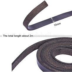 牛革レザーコード  革のアクセサリーコード  ブラック  10x2.5mm  2 m /ロール  2のロール/セット&nbsp;WL-PH0004-02