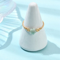 天然宝石ビーズ指輪  花  環境に優しい銅線を使用した女性向け  ゴールドカラー  20mm&nbsp;RJEW-JR01041