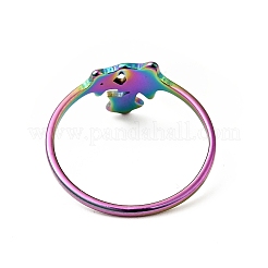 イオンプレーティング(IP) 201 ステンレススチール トリプルスター 指輪 女性用  虹色  usサイズ6 1/4(16.7mm)&nbsp;RJEW-G266-26M