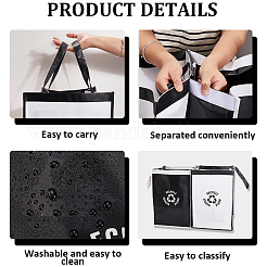 ポリプロピレン包装トートバッグ  長方形  ブラック  42.5x30x0.5cm  2個/セット&nbsp;ABAG-WH20005-32B