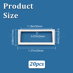 合金バックル20個  服飾材料  長方形  プラチナ  17.5x35.5x1.5mm&nbsp;DIY-GF0006-12C