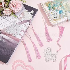 20種類のスタイルのステンレススチール製ブックマーク4個  ポリエステルタッセルブックマーク  結婚披露宴の好意  パールピンク  170~204mm  5個/スタイル&nbsp;OFST-CA0001-02B