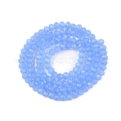ガラスビーズ連売り  イミテーション翡翠  多面カット  ロンデル  ライトスカイブルー  3.5~3.8x3mm  穴：0.8~1mm  約105~110個/連  29~31cm&nbsp;EGLA-A044-J3mm-D03