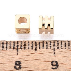 真鍮製スペーサービーズ  カドミウムフリー＆ニッケルフリー＆鉛フリー  キューブ  18KGP本金メッキ  4x4x4mm  穴：2mm&nbsp;KK-T075-66G