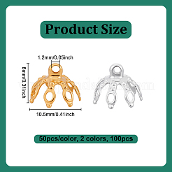 真鍮ビーズキャップベイル100色2個  鉛フリー＆カドミウムフリー  ミックスカラー  8x10.5mm  穴：1.2mm  50個/カラー&nbsp;KK-UN0005-39