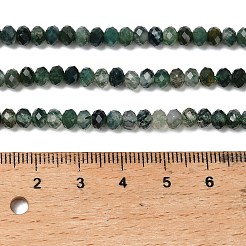 天然石モスアゲートビーズ連売り  多面カット  ロンデル  4.5x3.5mm  穴：0.9mm  約113個/連  15.35インチ（39cm）&nbsp;G-C228-A01-3x4mm