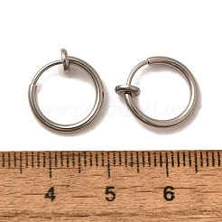 変色しにくい304ステンレススチール製の引き込み式クリップオンフープピアス  低刺激性のイヤリング  穴開けないイヤリング  スプリング金具付き  ステンレス鋼色  13x4.5mm  内径：10mm&nbsp;STAS-I097-078P