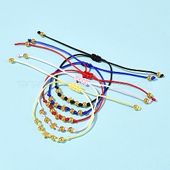 ナイロン糸ブレスレット5個  合金ビーズで  ミックスカラー  周囲：11インチ（28cm）&nbsp;BJEW-FS00020