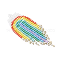ガラスシードビーズビッグペンダント  レインボータッセル  カラフル  71.5x26.5x2mm  穴：1.8mm&nbsp;PALLOY-MZ00915
