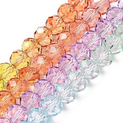 透明塗装ガラスビーズ連売り  多面カット  ロンデル  カラフル  6x5mm  穴：1mm  約80個/連  16.54''（42センチメートル）&nbsp;X1-DGLA-A034-T6mm-A12