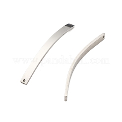 304ステンレススチールコネクタチャーム  カーブ長方形のリンク  ステンレス鋼色  38.5x3x1.2mm  穴：1mm&nbsp;STAS-R117-03P-01
