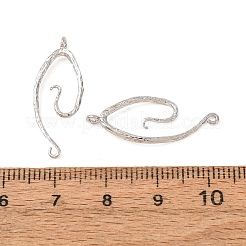 質感のある真鍮製のコネクトチャーム  渦巻き波リンク  プラチナ  27x10.5x3mm  穴：1.2mmと1mm&nbsp;KK-CBAD6B8-02P