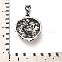 304ステンレスペンダント  ライオンのチャーム  アンティークシルバー  37.5x30x12.5mm  穴：11x7mm&nbsp;STAS-M334-05AS