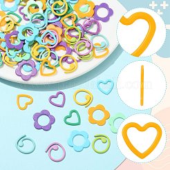 96個 12スタイル プラスチック編み物ツール  かぎ針編みロッキングステッチマーカーホルダー  ミックスカラー  1.2~1.6x1.3~1.7x0.1cm  8個/スタイル&nbsp;DIY-FS0010-60