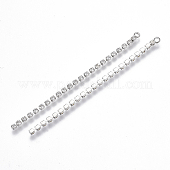 真鍮ラインストーンカップチェーンタッセルビッグペンダント  クリスタル  プラチナ  70x2.5x2mm  穴：1.6mm&nbsp;KK-R129-10P